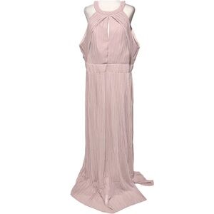 New TFNC Pleated Chiffon Slit Maxi Bridesmaid Dress Mink Pink Plus Size 18